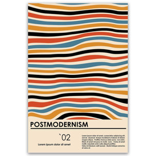 Tableau abstrait lignes ondulées rétro Toile imprimée