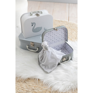 J-Line Set De 3 Valise Cygne Papier Blanc/Gris