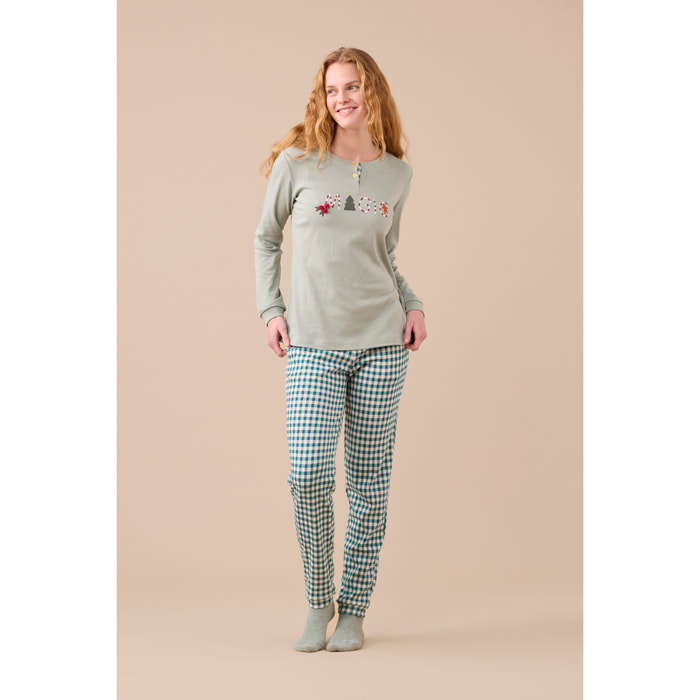 Pigiama donna caldo cotone articolo vichy natale Noidinotte