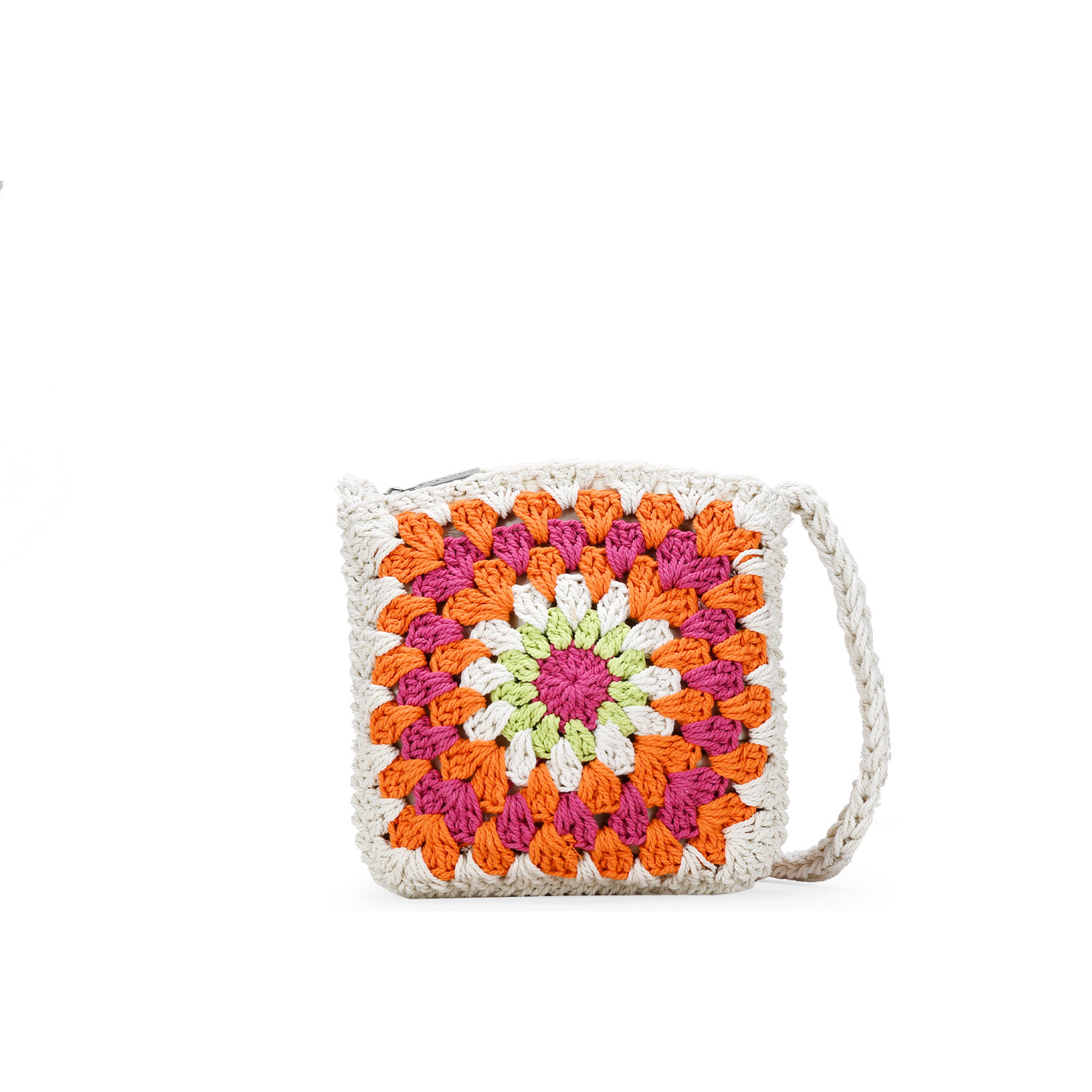 Bolso crochet pequeño rosa y multicolor