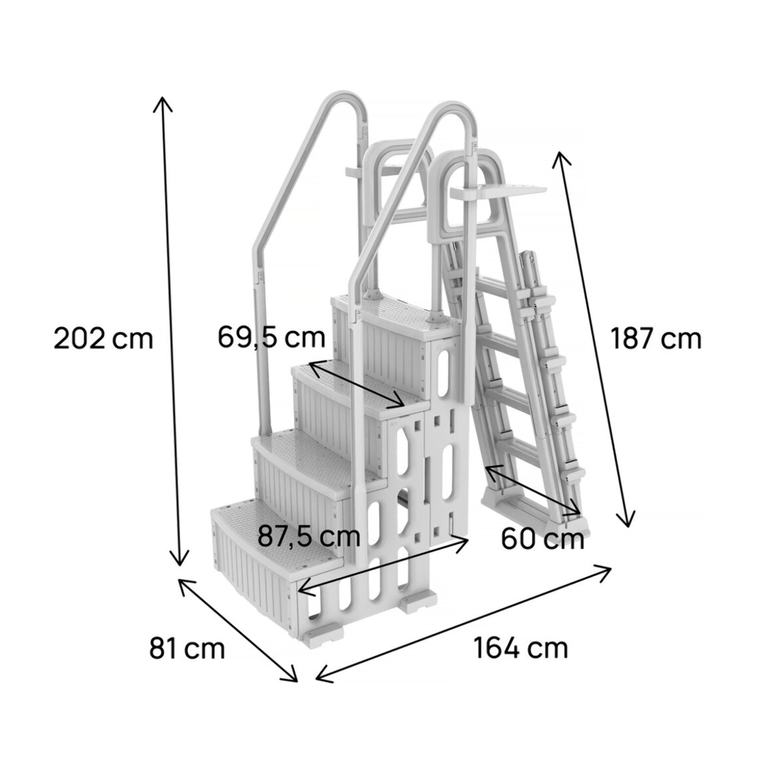 Escalier double piscine "Mario" avec système de sécurité enfant