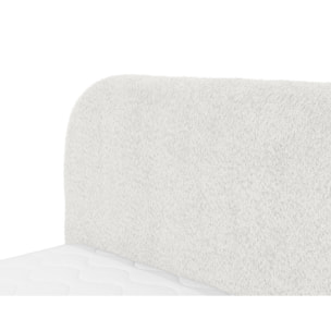 Orane - lit coffre - 160x200 cm - en tissu bouclette - Blanc