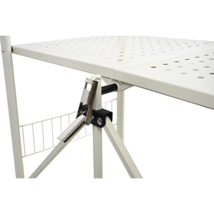 Carito de almacenaje plegable de 3 estantes con ruedas color blanco