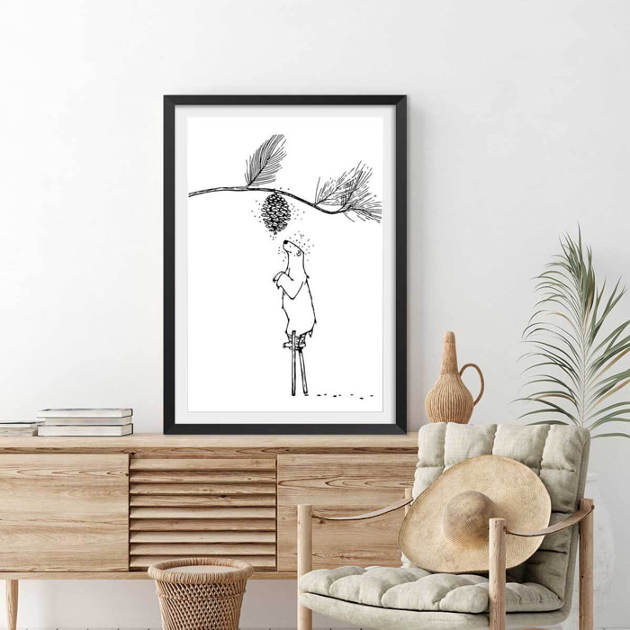 Poster ours landais Affiche sous cadre noir