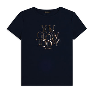 T-shirt con strass “You Glow Today”