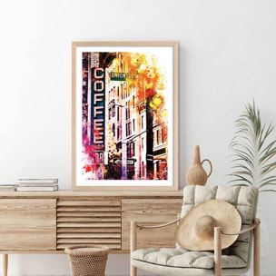Affiche new york union square flash vision Affiche + cadre en bois - Chêne