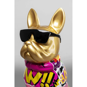 Déco bouledogue doré graffiti lunettes XL 152cm Kare Design