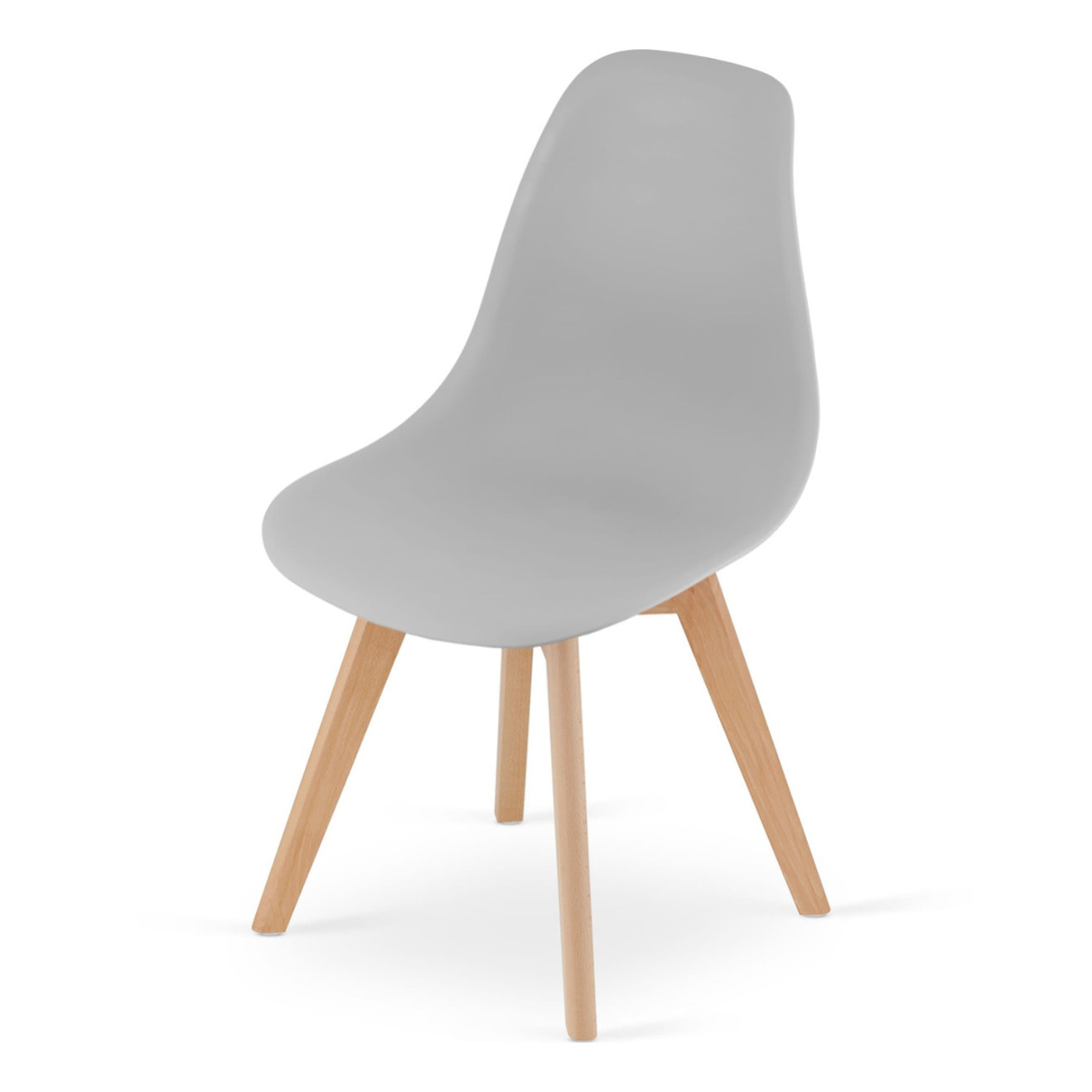 Sedia di design Kito grigia con gambe in legno di faggio