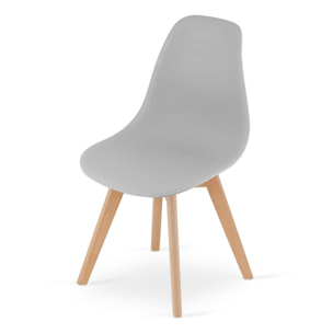 Sedia di design Kito grigia con gambe in legno di faggio