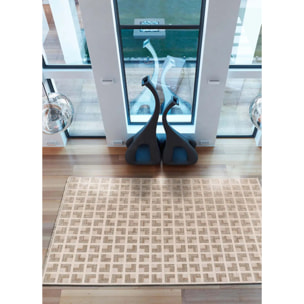 ONA Alfombra geométrica con flecos beige, varias medidas disponibles.
