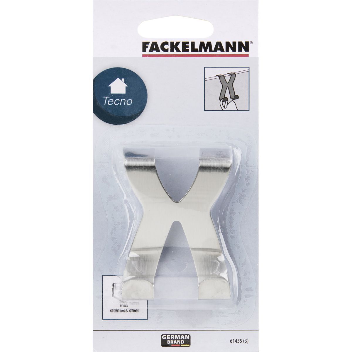 Ensemble de 2 Crochets de porte inox Fackelmann Tecno