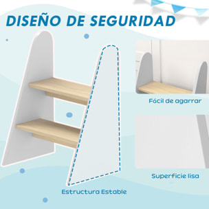 Taburete para Niños de 2 Peldaños Torre de Aprendizaje Escalera para Niños de +3 Años para Baño Cocina Librería Dormitorio Blanco