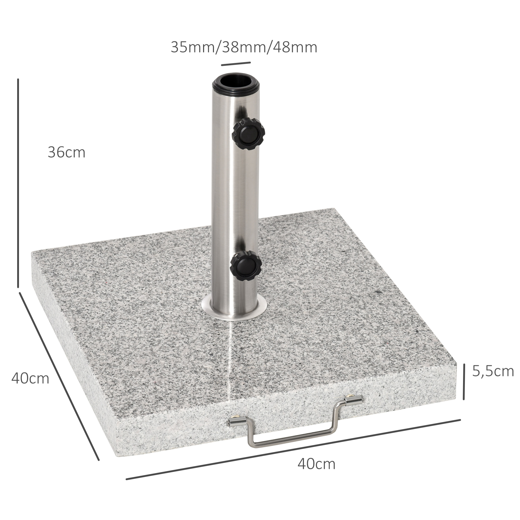 Base Sombrilla Universal con Dos Ruedas 42x42x36cm Gris
