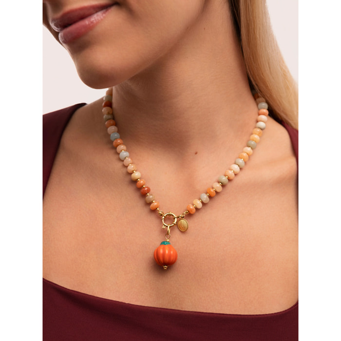 Collar Pumpkin Stones Acero Baño Oro
