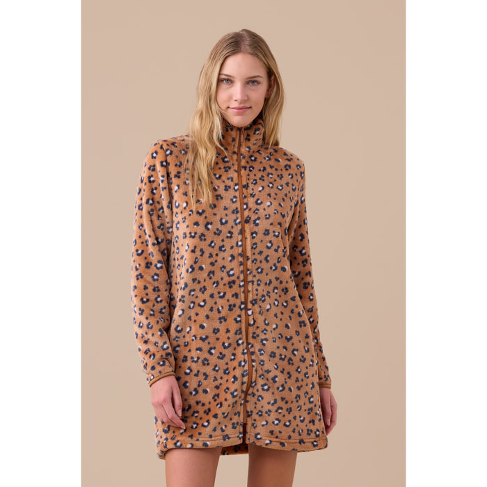 Vestaglia donna invernale in coral articolo animalier. Noidinotte