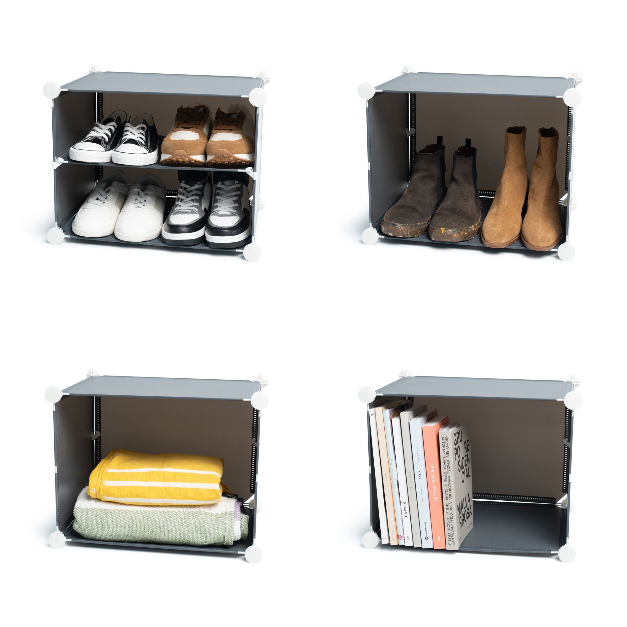 Scarpiera modulare portatile - 36 paia - grigio - 84x160x32 cm