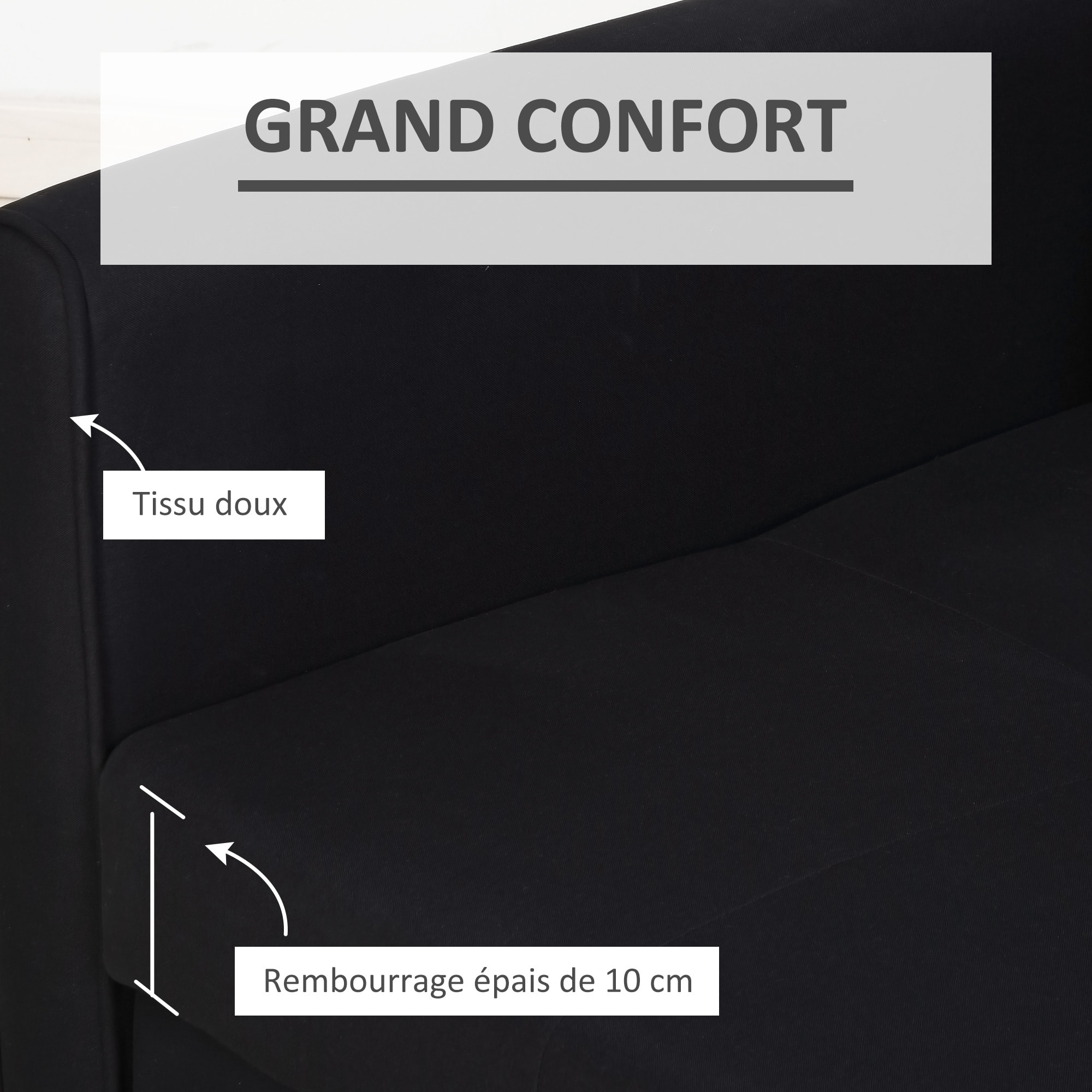 Canapé convertible 2 places canapé-lit clic clac 2 coussins inclus coffre de rangement intégré tissu anthracite