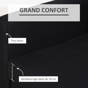 Canapé convertible 2 places canapé-lit clic clac 2 coussins inclus coffre de rangement intégré tissu anthracite