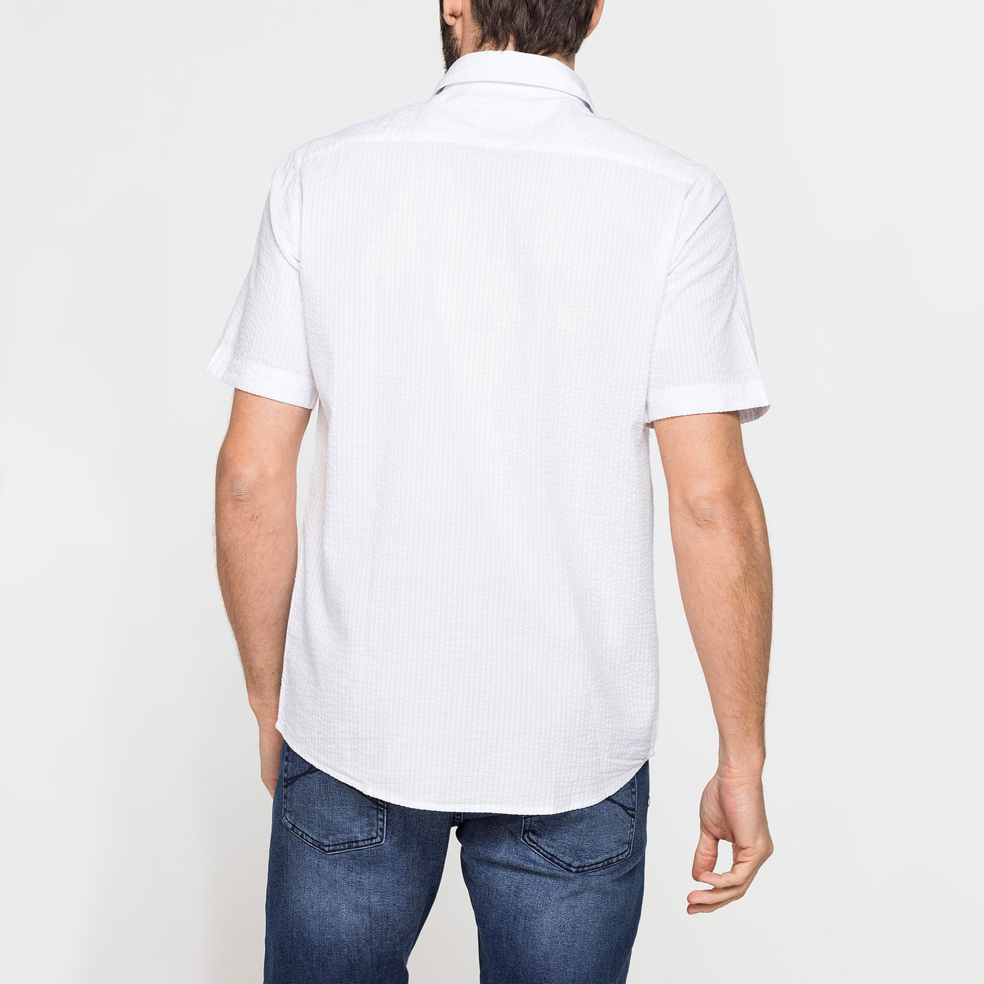 CAMICIA MANICA CORTA CON FANTASIE IN SEERSUCKER