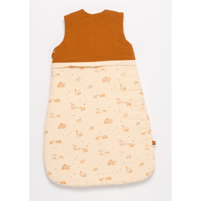 Gigoteuse bébé hiver broderie ours en double gaze de coton