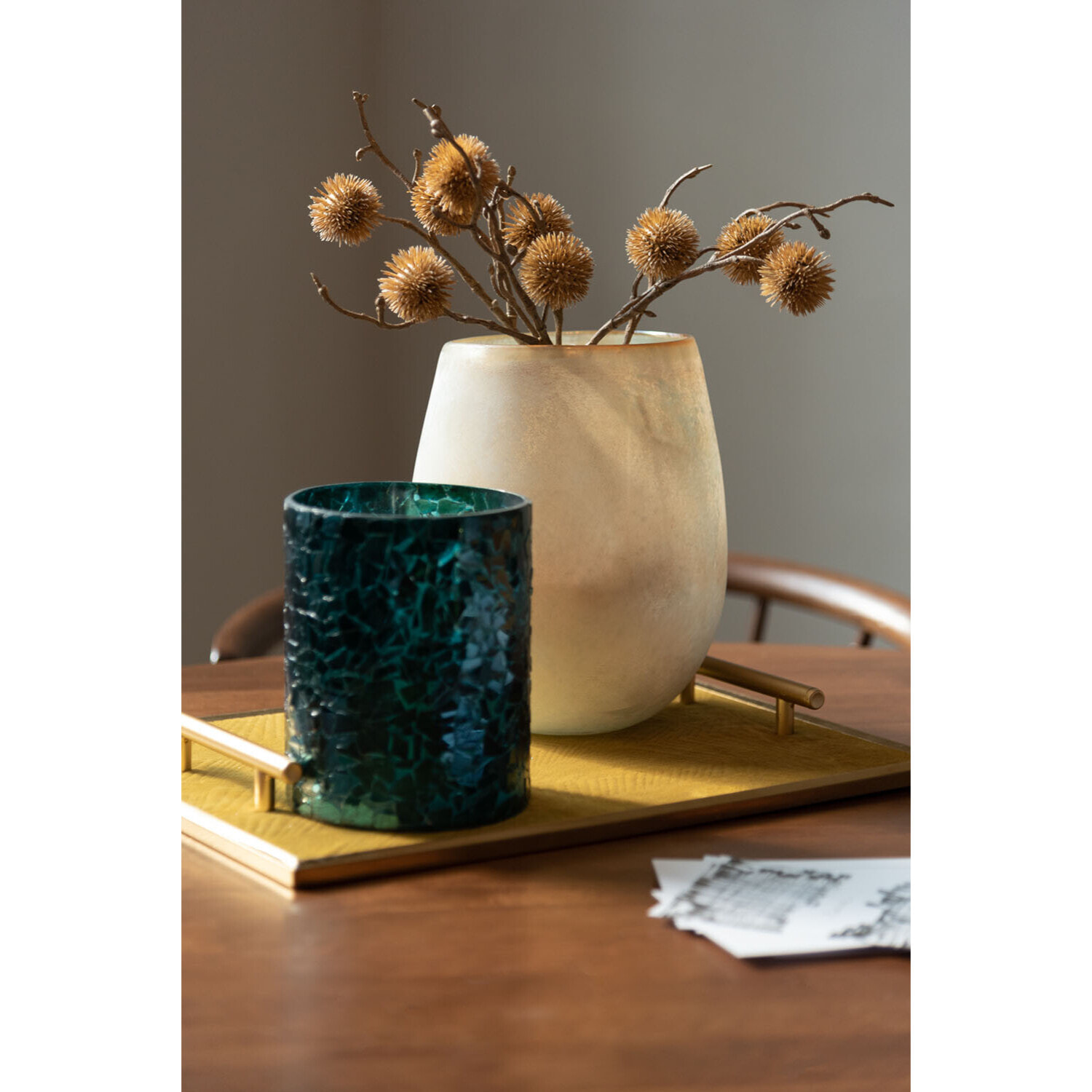 J-Line photophore Paillettes - verre - bleu - 3 pcs