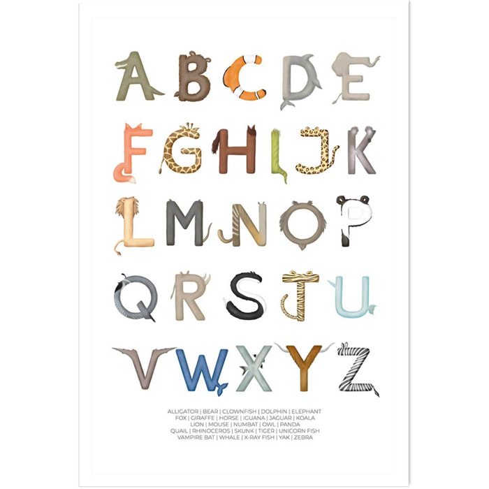 Affiche enfant lettres anglaises  Affiche seule