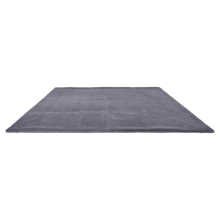 Tapis Imitation Fourrure Fin Gris 120x170cm