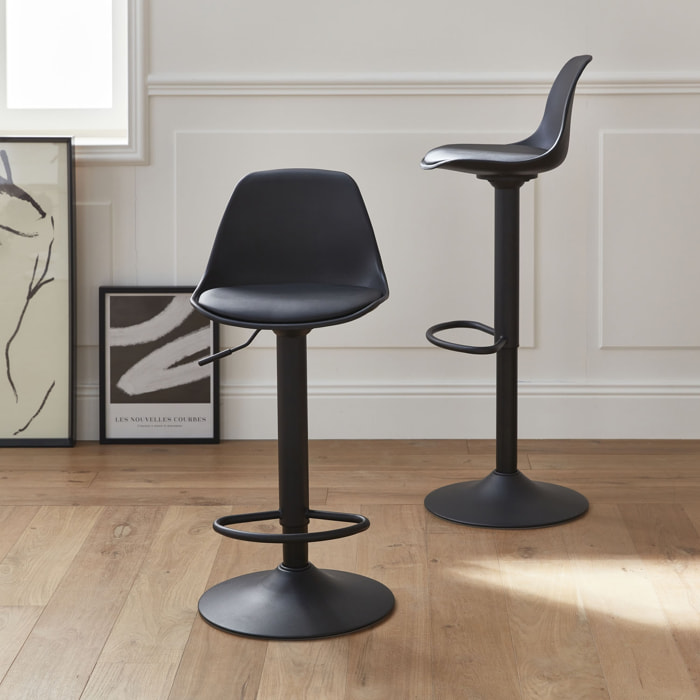 Tabouret de bar réglable simili cuir 61,5/83,5cm (lot de 2) NOAH