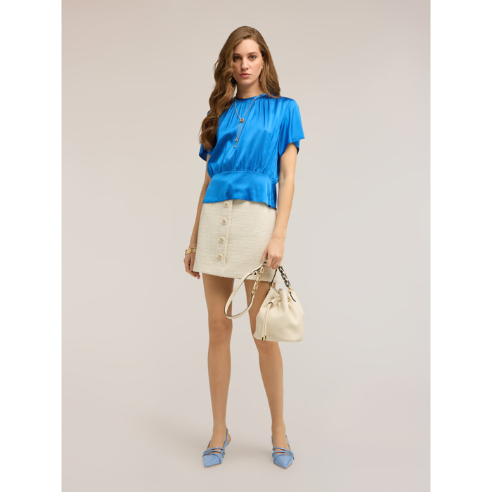 Motivi - Blusa in raso con fascia - Bluette