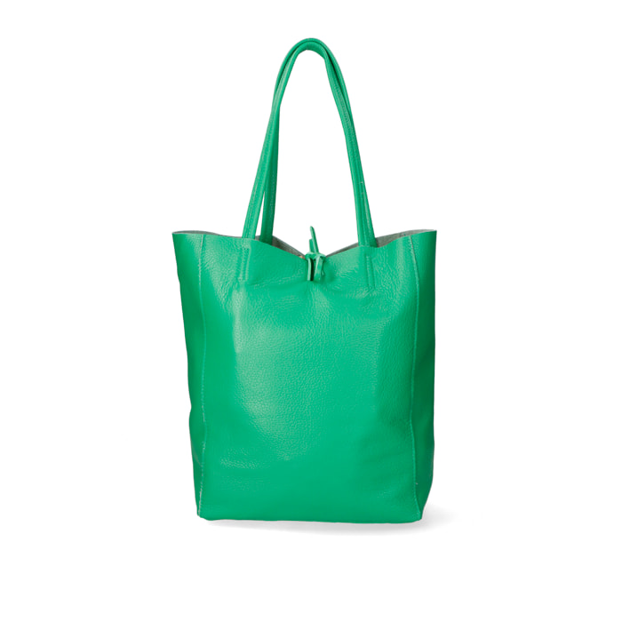 Chicca Borse - Borsa a Spalla Shopper Donna in Vera Pelle - Colore Verde