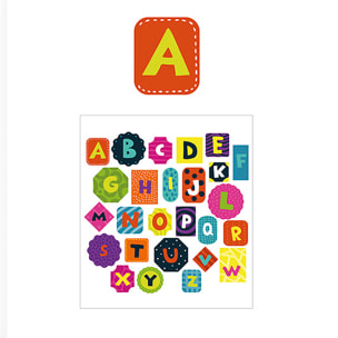 PACK 24 UNITA' ETICHETTE ADESIVE PERSONALIZZABILI DECORATE DESIGN ALFABETICO CON FORME (SET 2 UDS)