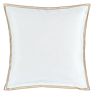Taie d'oreiller unie en percale de coton, ASTOR, Châtaigne/Ocre