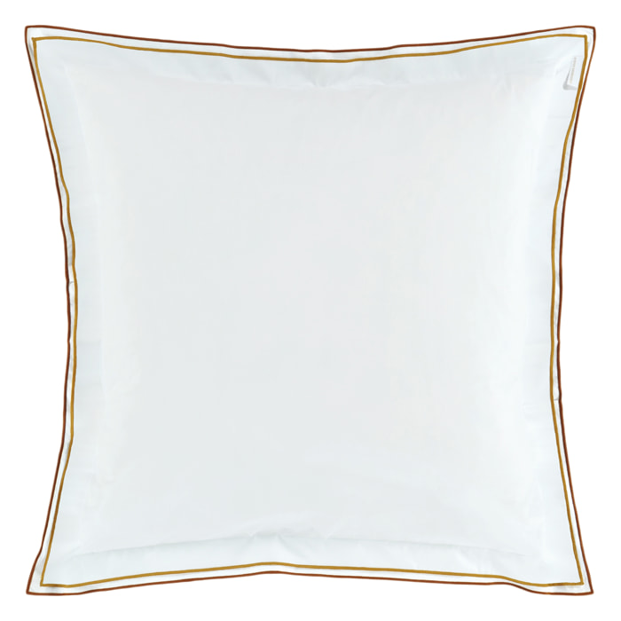 Taie d'oreiller unie en percale de coton, ASTOR, Châtaigne/Ocre