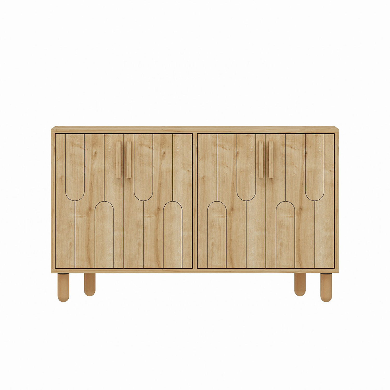CIRACUSE Buffet 4 portes aspect bois design graphique120x73cm