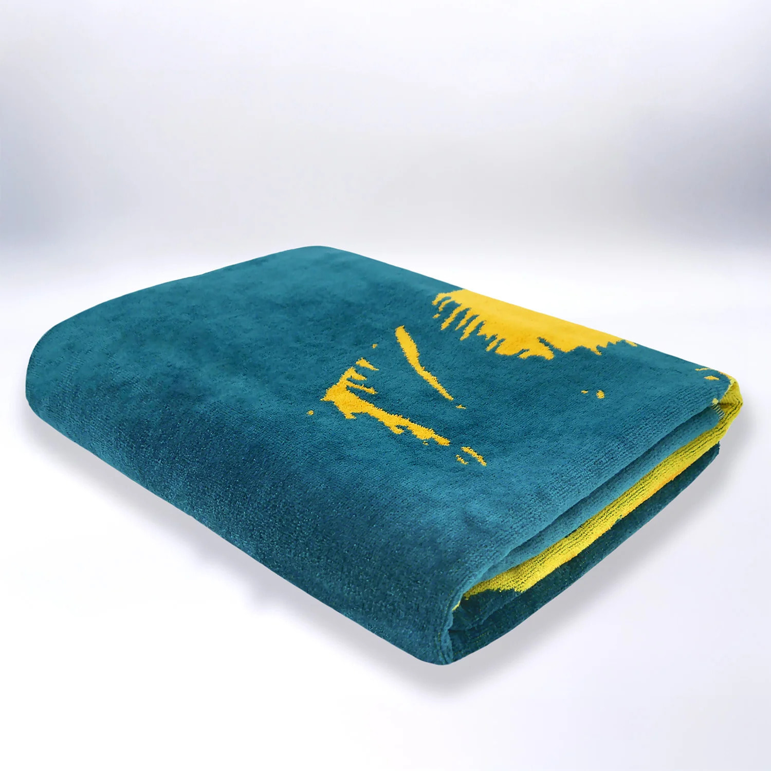 Serviette de plage XL éponge velours Jacquard Vert 140x180 400g/m² - Arche