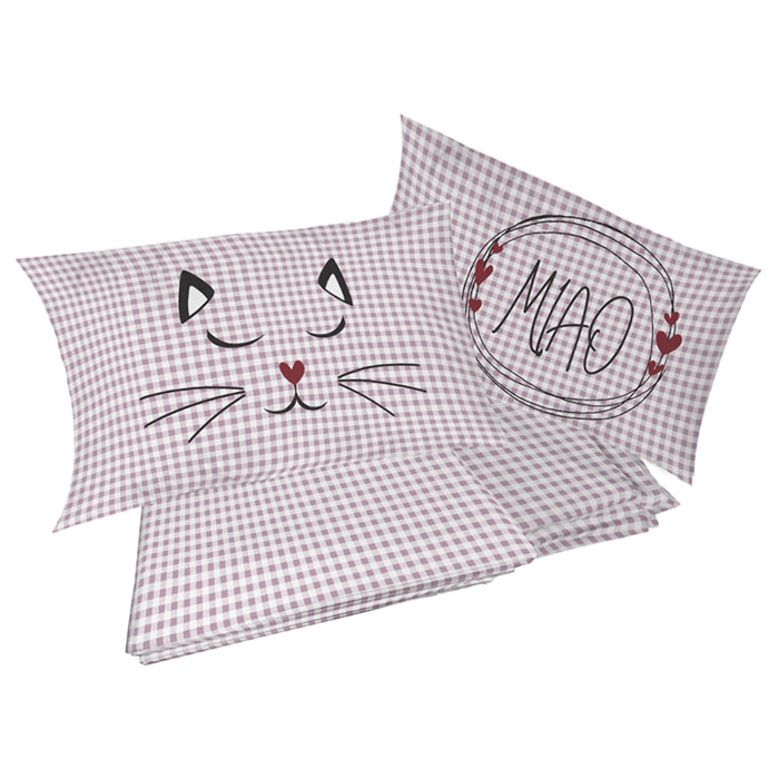 Completo letto miao rosa 100% cotone