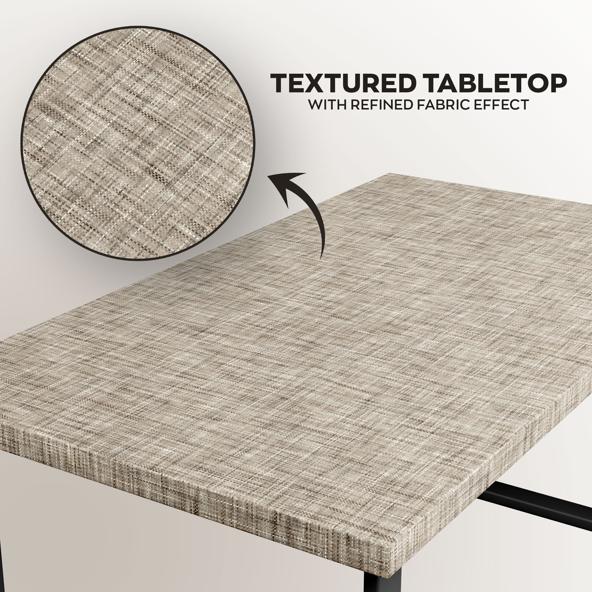 Tavolo da pranzo in legno e metallo con piedi squared neri 160x90 cm Grigio Testurizzato