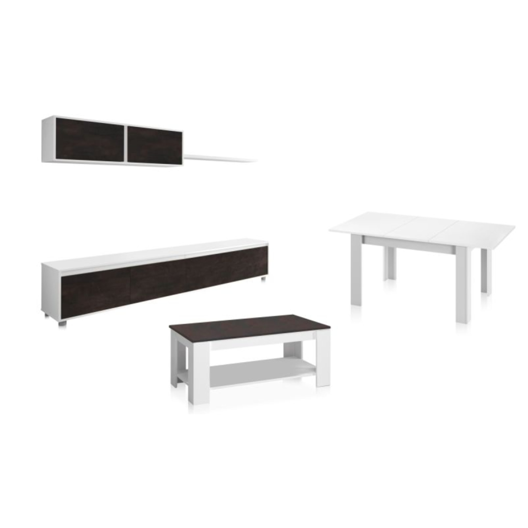 Pack salón con mesa de centro y mesa de comedor Arlet Max Blanco Artik (Blanco Mate) - Óxido