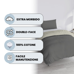 PARURE COPRIPIUMINO NATURAL COLOR SINGOLO - 100% COTONE MADE IN ITALY