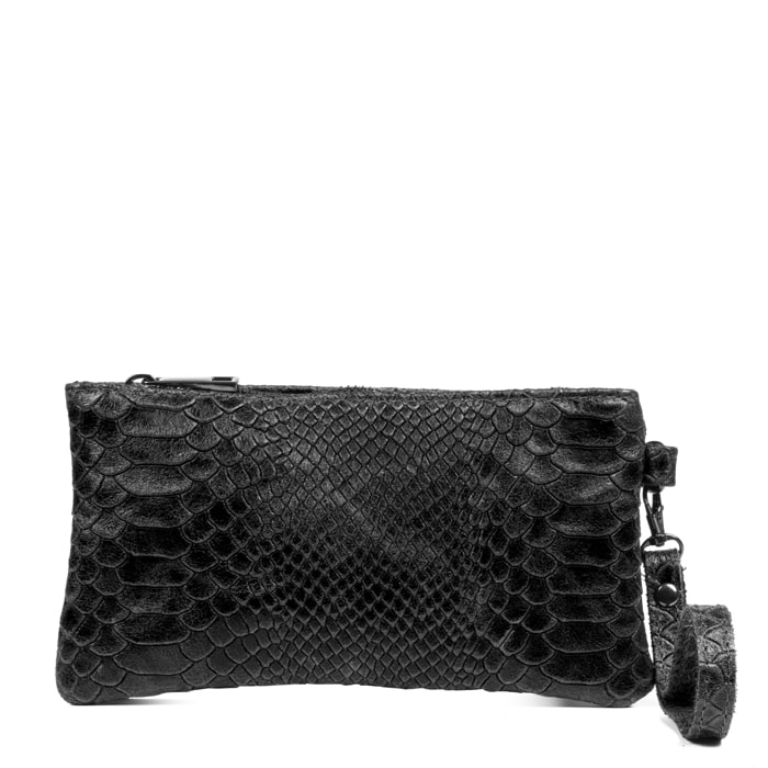 Fiorella Borsa a mano Donna.Pelle autentica Camoscio Incisa Serpente