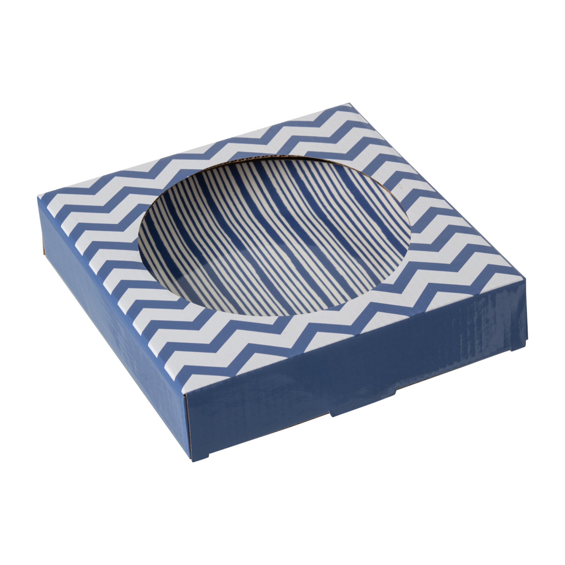 J-Line Assiette à Dessert Ligné - porcelaine - bleu/blanc - small - set de 2