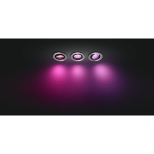 Pack PHILIPS HUE W&C CENTURA encastré x3 rond Alu