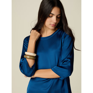 Oltre - Blusa in raso di viscosa stretch - Blu