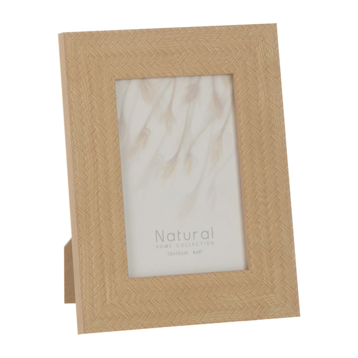 J-Line cadre photo Tissé - bois - beige foncé - 4 pièces