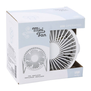 Home Ventilador de mesa USB Ø14,5x11,5cm en color blanco mate