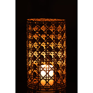 J-Line photophore Candice - verre/rotin - naturel - large