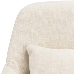 MINA - Chaise de bureau à roulettes en tissu beige dossier carré