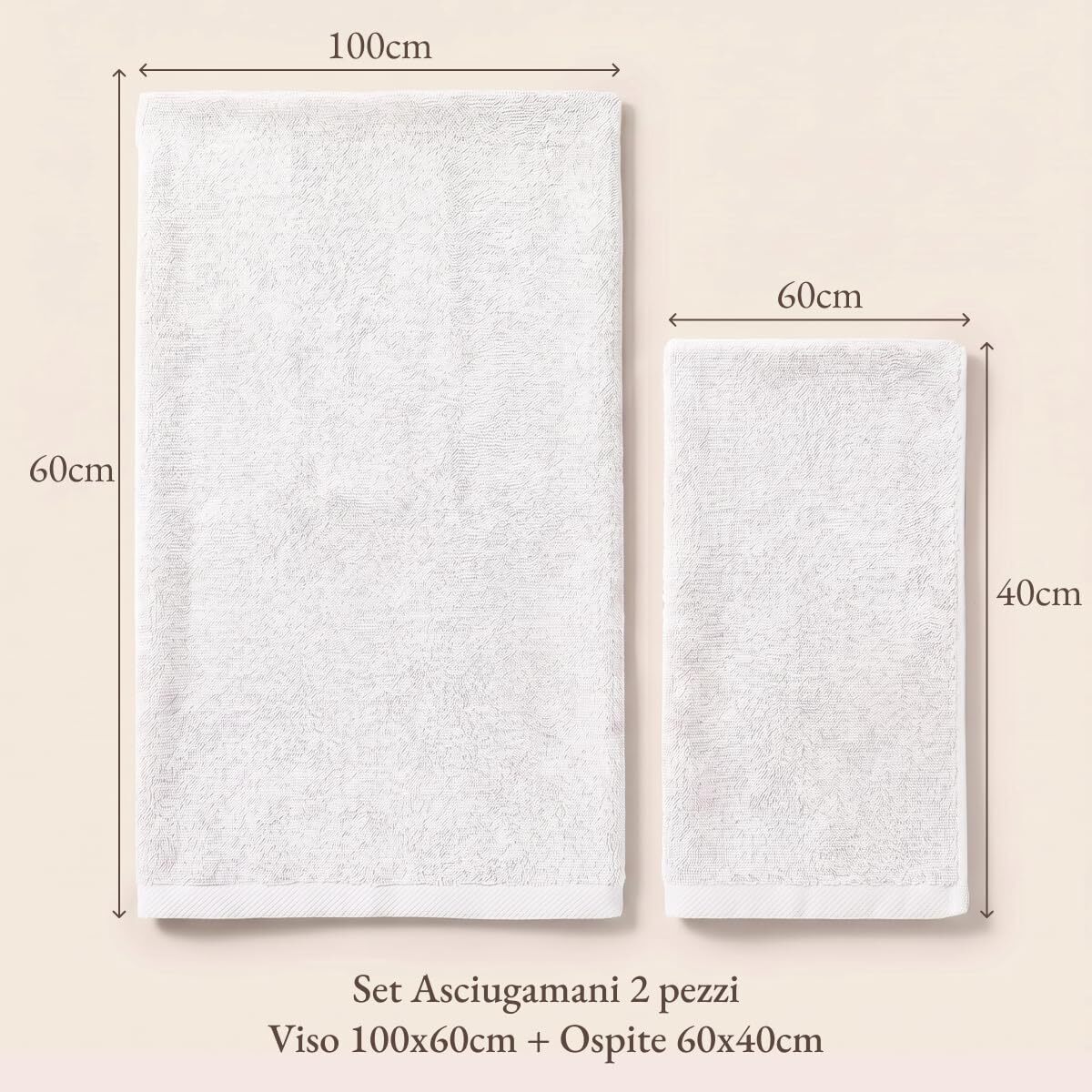 INTRECCI HOME Set Bagno Asciugamani Viso e Ospite, in Puro Cotone 500 g, Morbidezza Extra, Assorbenza Superiore