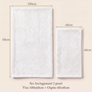INTRECCI HOME Set Bagno Asciugamani Viso e Ospite, in Puro Cotone 500 g, Morbidezza Extra, Assorbenza Superiore