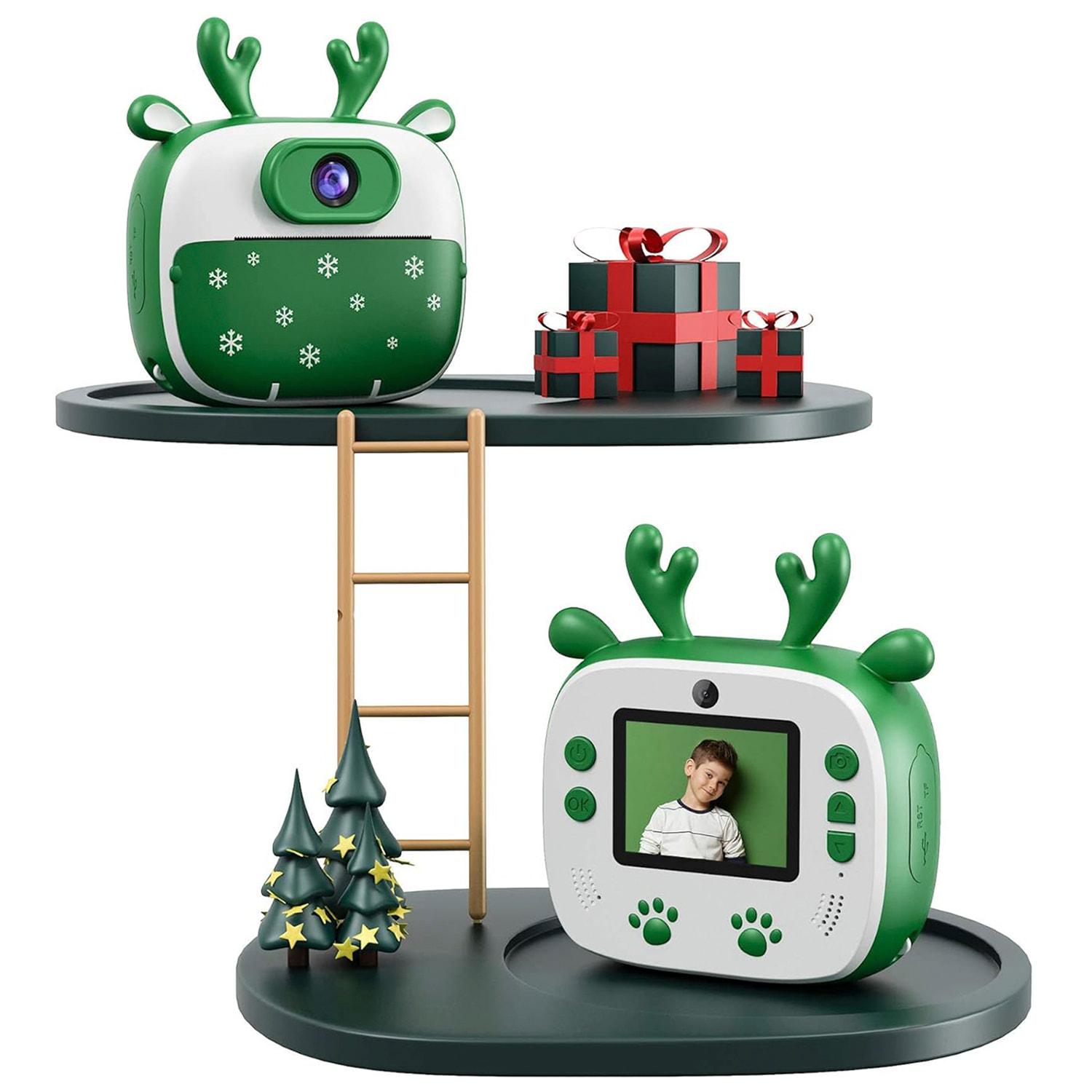 Fotocamera digitale D13, edizione XMAS, foto da 26mpx e video HD per bambini. Schermo da 2 pollici. Stampa istantanea delle tue foto preferite.